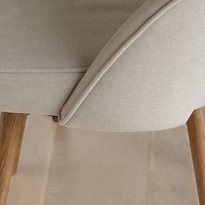 Marilyn Soft Beige Boucle Dining Chair - Set of 2 - Almond Brown Legs - Laura James 