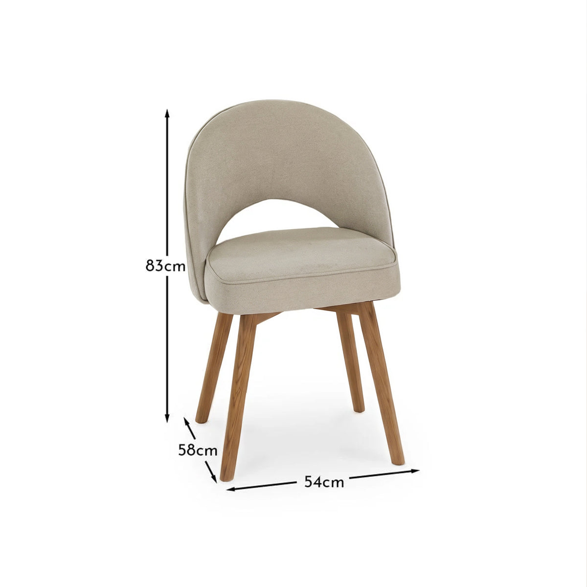Marilyn Soft Beige Boucle Dining Chair - Set of 2 - Almond Brown Legs - Laura James 