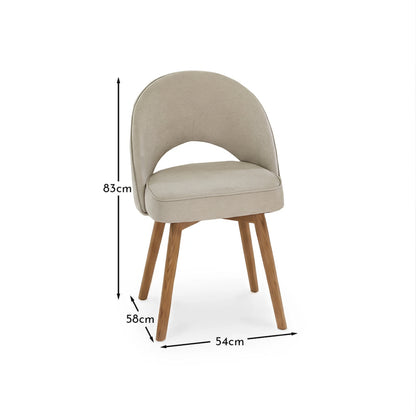 Marilyn Soft Beige Boucle Dining Chair - Set of 2 - Almond Brown Legs - Laura James 