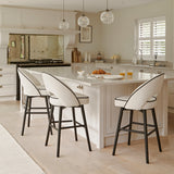 Marilyn Ivory Bar Stool - Black Oak Legs