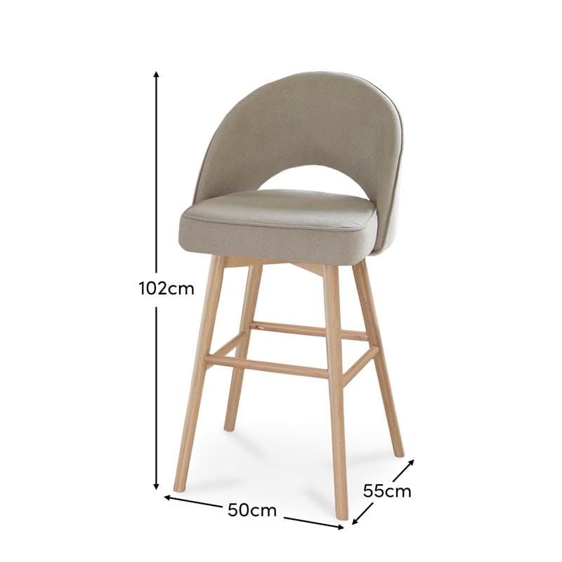 Marilyn Soft Beige Barstool with Whitewash Legs - Laura James
