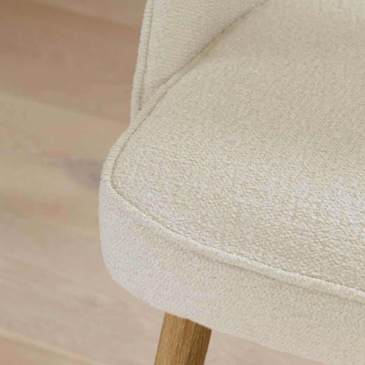 Marilyn Light Beige Boucle Dining Chairs - Set of 2 - Chalked Mango Wood Legs