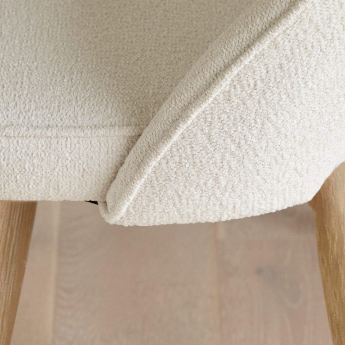Marilyn Light Beige Boucle Dining Chairs - Set of 2 - Chalked Mango Wood Legs