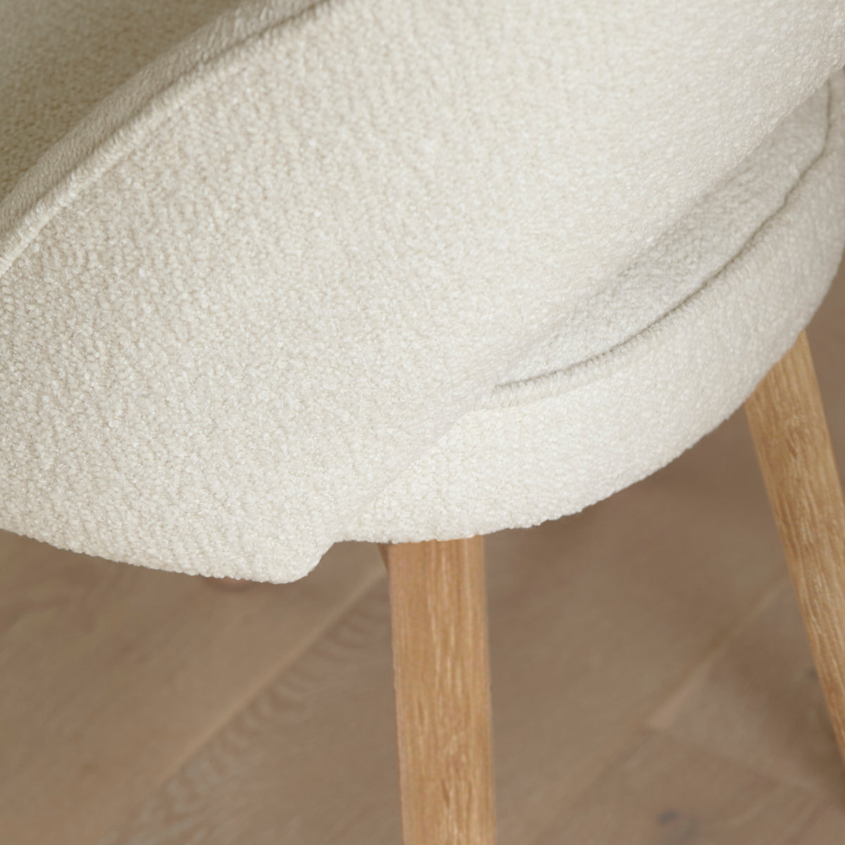 Marilyn Light Beige Boucle Dining Chairs - Set of 2 - Chalked Mango Wood Legs