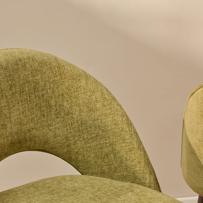 Marilyn Moss Green Dining Chair - Set of 2 - Coffee Brown Mango Wood Legs - Laura James 