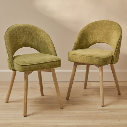 Marilyn Green Dining Chair - Set of 2 - Whitewash Legs - Laura James