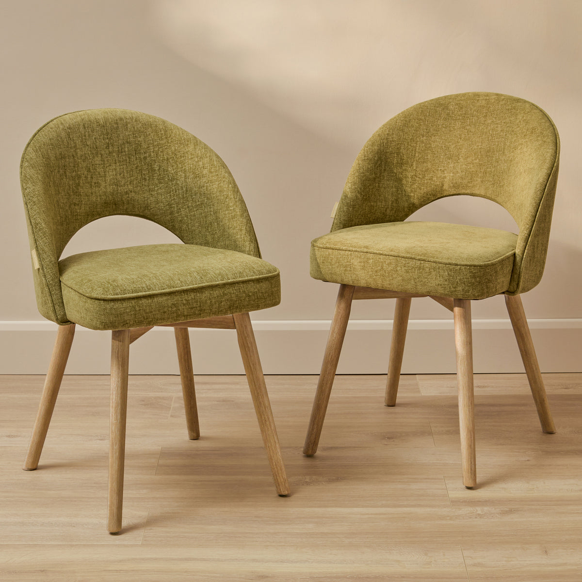 Marilyn Green Dining Chair - Set of 2 - Chalked Mango Wood Legs - Laura James 