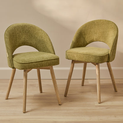 Marilyn Green Dining Chair - Set of 2 - Chalked Mango Wood Legs - Laura James 