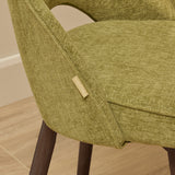 Marilyn Moss Green Dining Chair - Set of 2 - Coffee Brown Mango Wood Legs - Laura James 