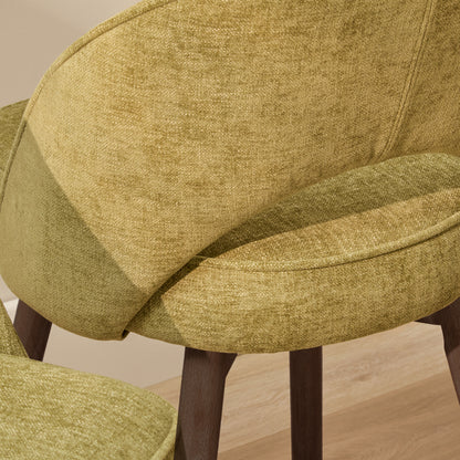 Marilyn Moss Green Dining Chair - Set of 2 - Coffee Brown Mango Wood Legs - Laura James 