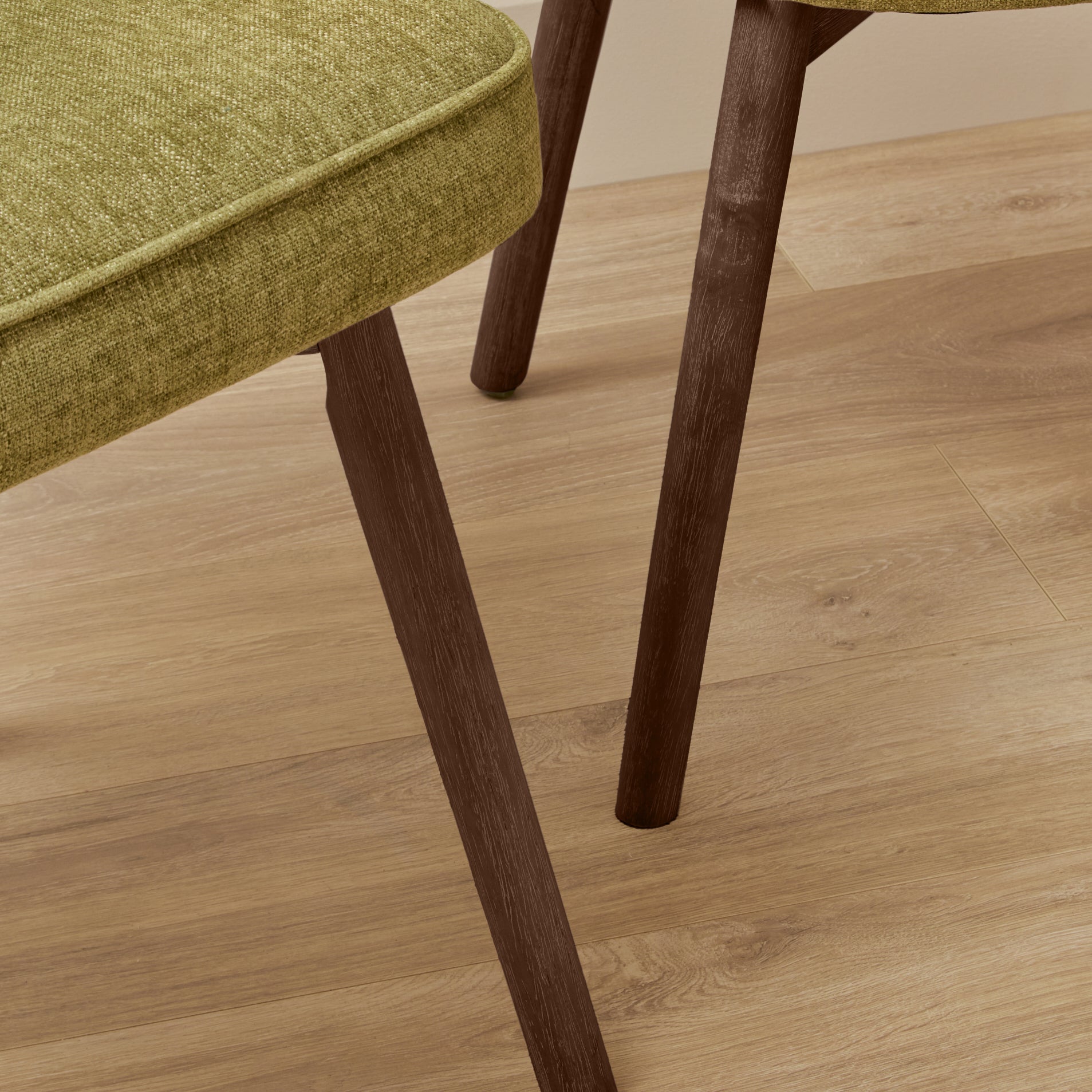 Marilyn Moss Green Dining Chair - Set of 2 - Coffee Brown Mango Wood Legs - Laura James 