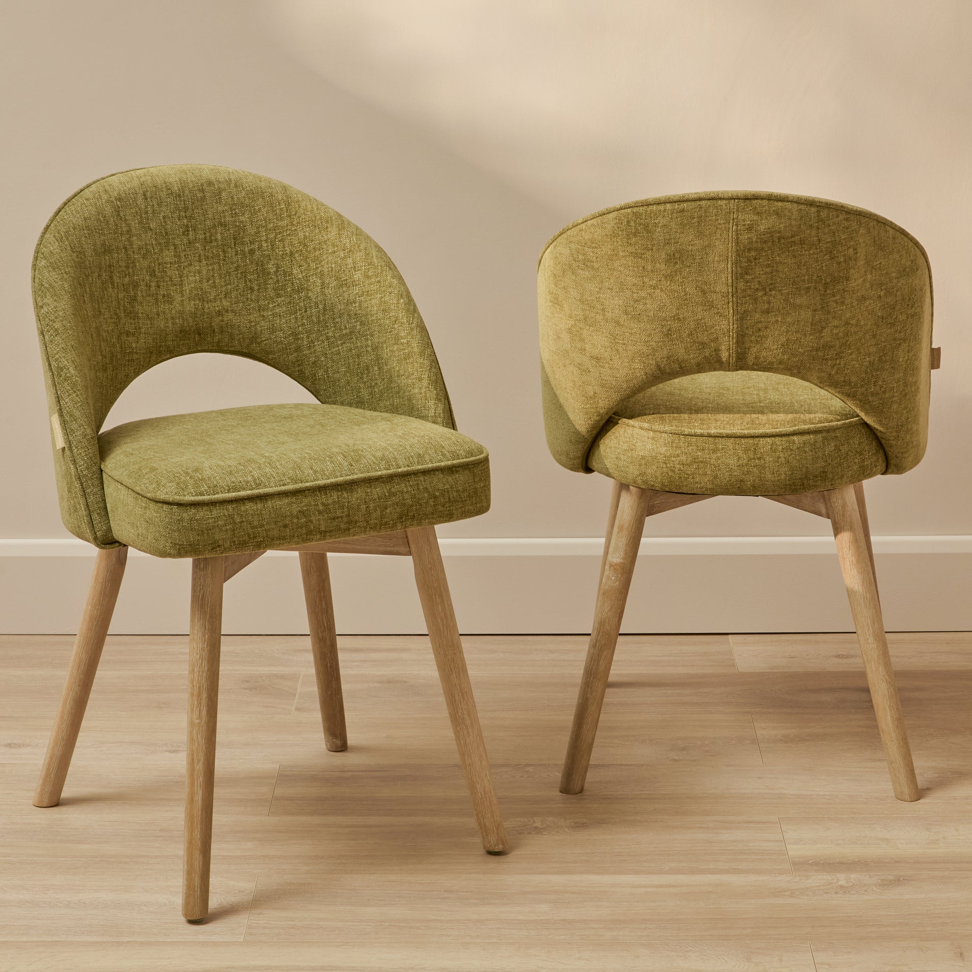 Marilyn Green Dining Chair - Set of 2 - Whitewash Legs - Laura James
