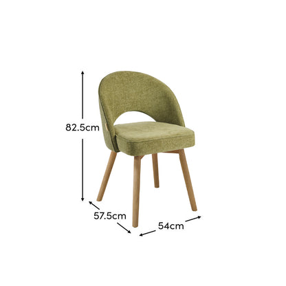 Marilyn Green Dining Chair - Set of 2 - Chalked Mango Wood Legs - Laura James 