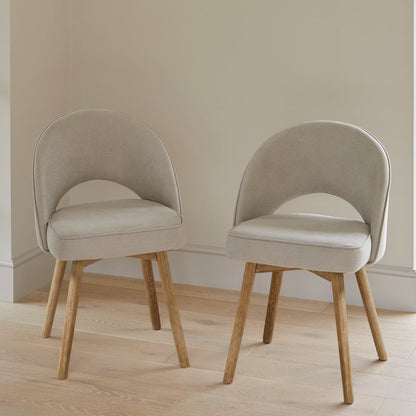 Marilyn Soft Beige Dining Chairs - Set of 2 - Chalked Mango Wood Legs