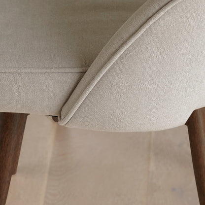 Marilyn Soft Beige Boucle Dining Chair - Set of 2 - Coffee Brown Mango Wood Legs - Laura James 