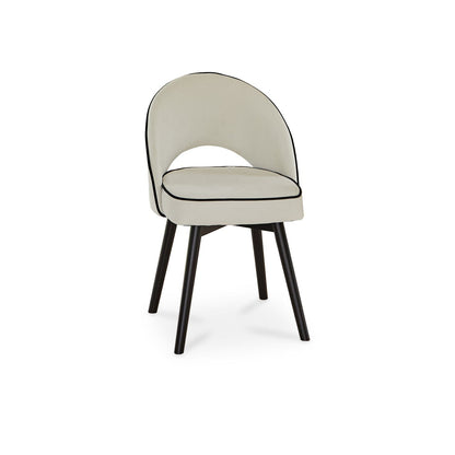 Levi Black Round Dining Table Set - 4 Seater - Marilyn Ivory and Black Piping Dining Chairs with Black Legs - Laura James 