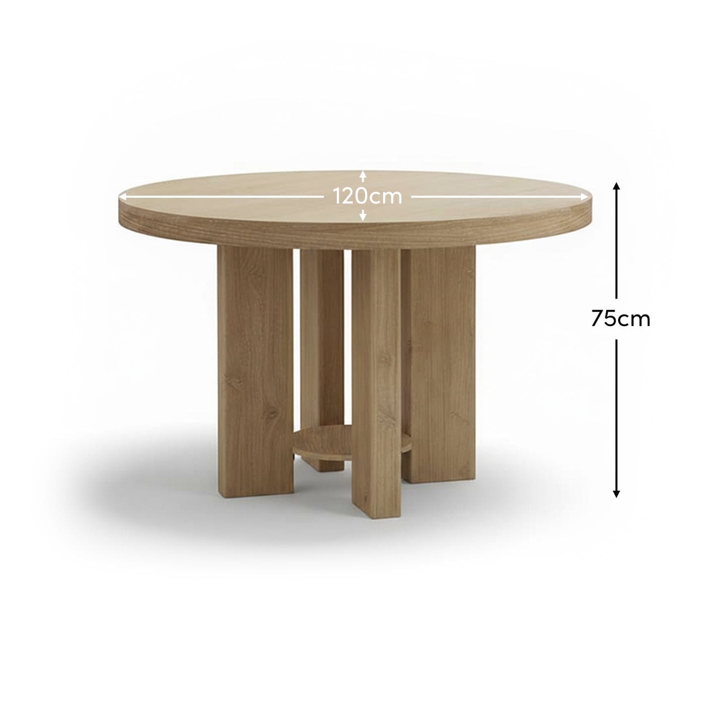 Marlon Whitewash Oak Round Dining Table - Laura James