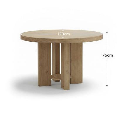 Marlon Whitewash Oak Round Dining Table - Laura James