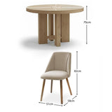 Marlon Whitewash Oak Round Dining Table Set - 4 Seater - Freya Sand Dining Chairs -  Whitewash Oak Legs - Laura James