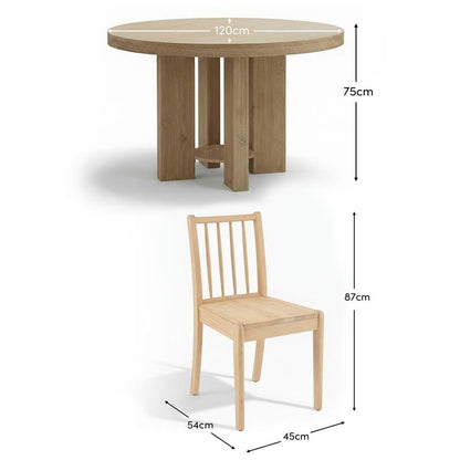 Marlon Whitewash Oak Round Dining Table Set - 4 Seater - Tilly Dining Chairs - Whitewash Oak - Laura James 