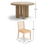 Marlon Whitewash Oak Round Dining Table Set - 4 Seater - Tilly Natural String Dining Chairs - Whitewash Oak Legs - Laura James 
