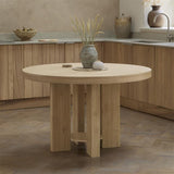 Marlon Whitewash Oak Round Dining Table - Laura James