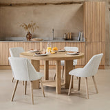 Marlon Whitewash Oak Oval Dining Table Set - 4 Seater - Freya Oat Boucle Dining Chairs - Whitewash Oak Legs - Laura James