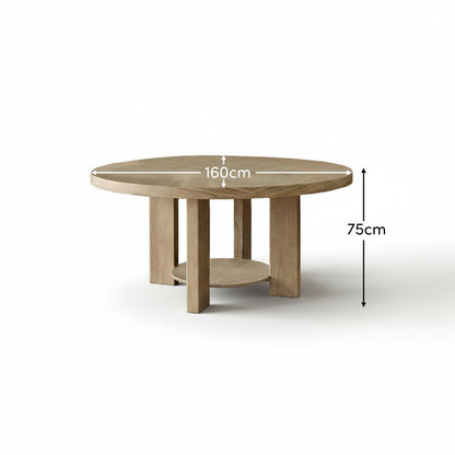 Marlon Whitewash Oak Round Dining Table - Large - Laura James 