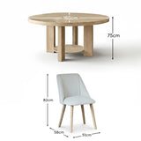 Marlon Whitewash Oak Round Dining Table Set - 6 Seater - Freya Oat Boucle Dining Chairs - Whitewash Oak Legs - Laura James 