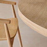 Marlon Whitewash Oak with Black Insert Round Dining Table Set - 6 Seater - Carter Whitewash Oak Dining Armchairs - Laura James 