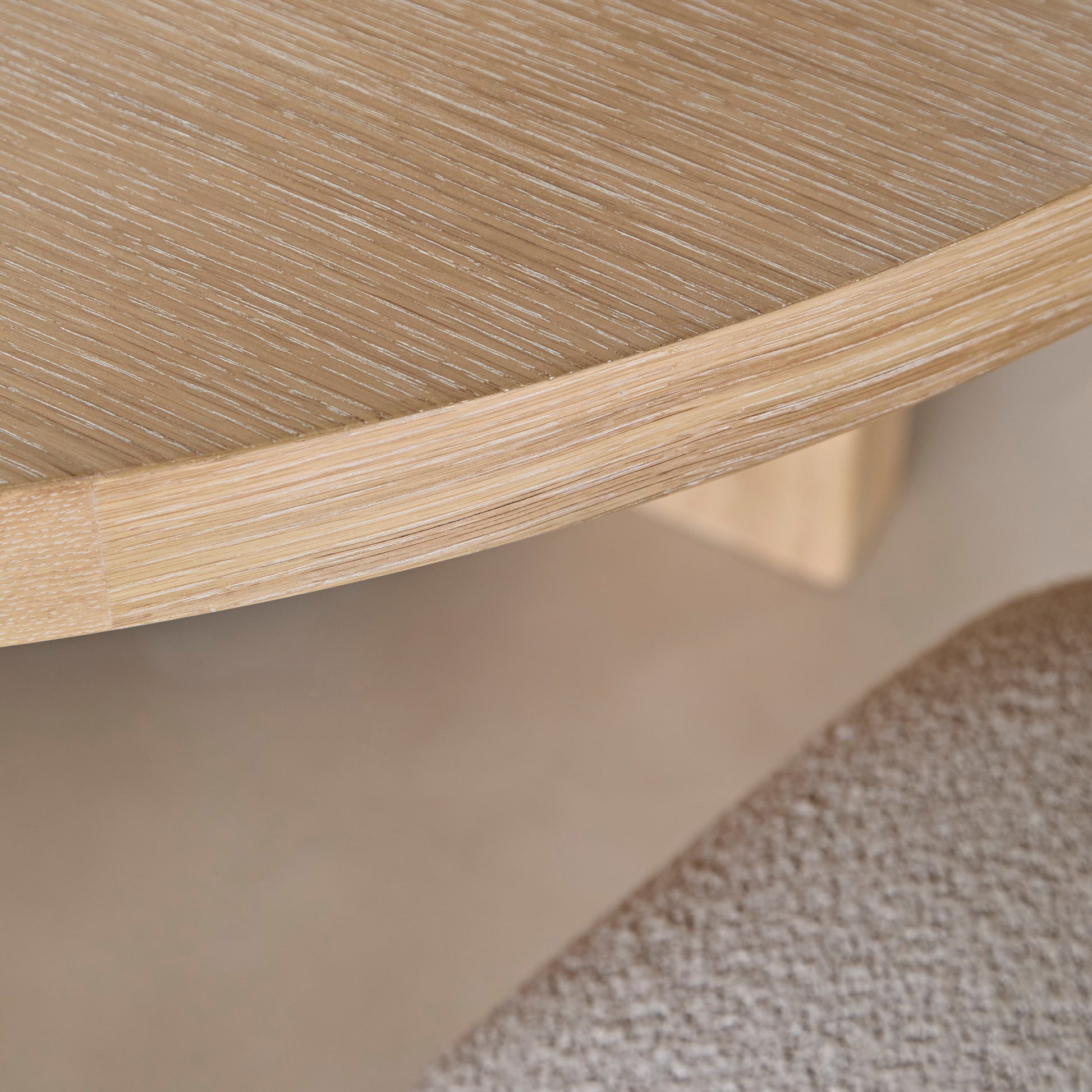 Marlon Whitewash Oak with Black Insert Round Dining Table Set - 6 Seater - Freya Oat Boucle Dining Chairs - Laura James