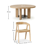Marlon Whitewash Oak with Black Insert Round Dining Table Set - 6 Seater - Ella Whitewash Oak Dining Chairs - Laura James 