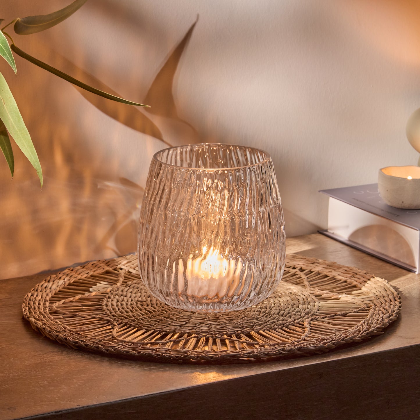 Matera 13cm Glass Candleholder - Clear - Laura James
