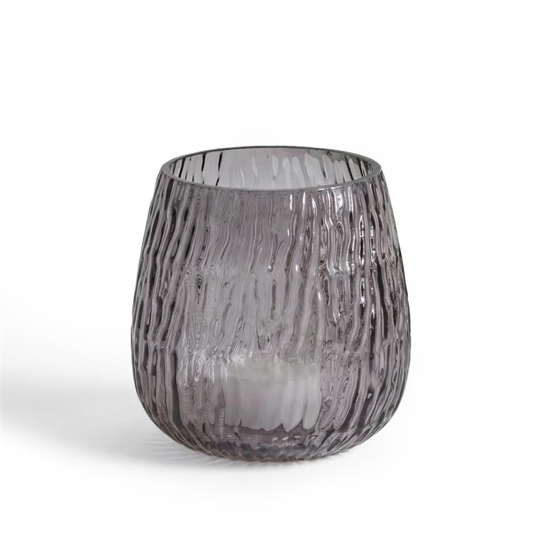 Matera 13cm Glass Candleholder - Smoke Grey - Laura James