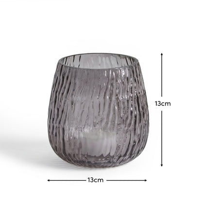 Matera 13cm Glass Candleholder - Smoke Grey - Laura James