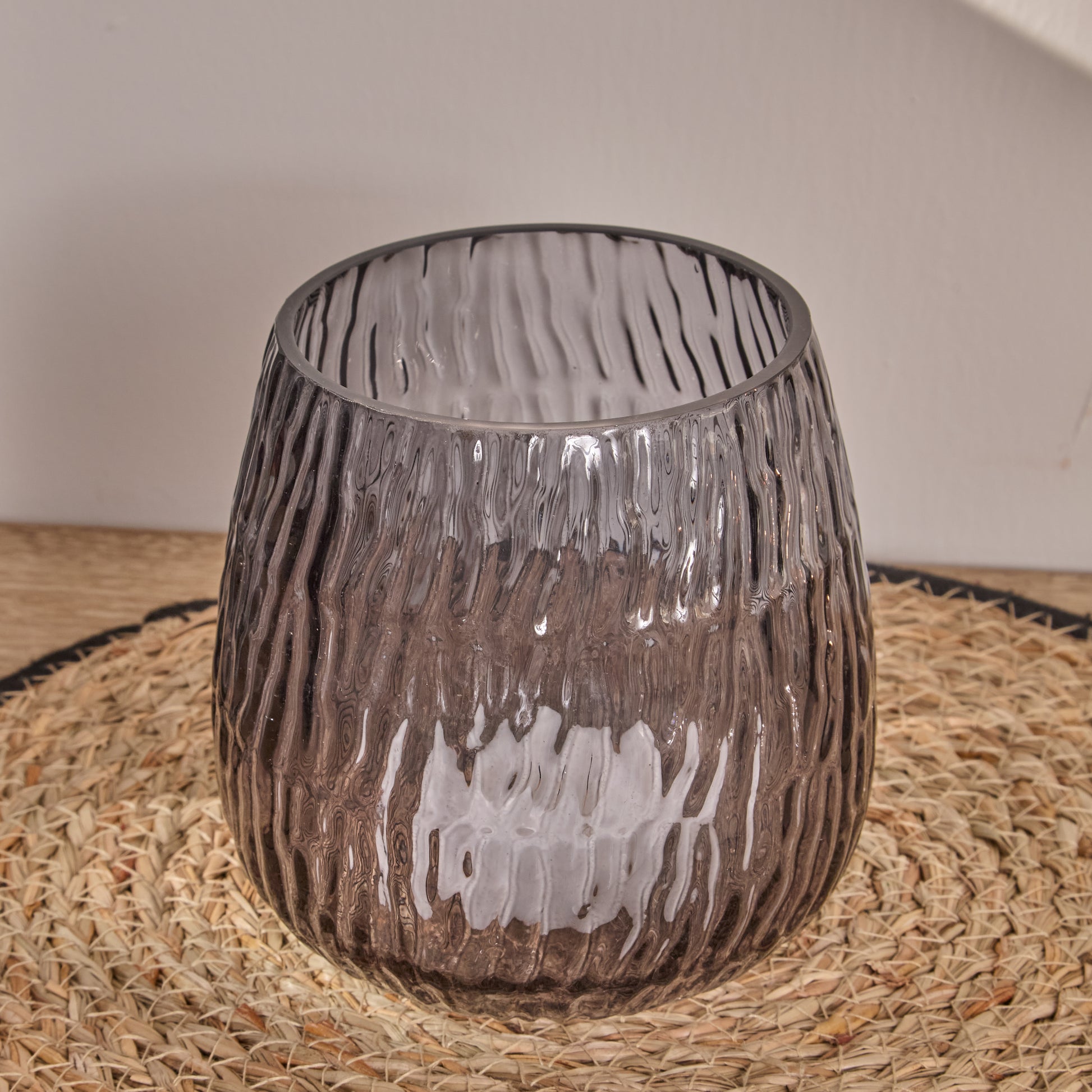Matera 13cm Glass Candleholder - Smoke Grey - Laura James