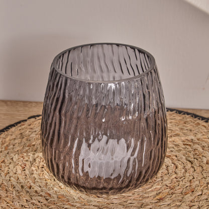 Matera 13cm Glass Candleholder - Smoke Grey - Laura James