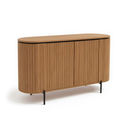 Matius 3 Door Large Sideboard - Seasoned Oak & Black
