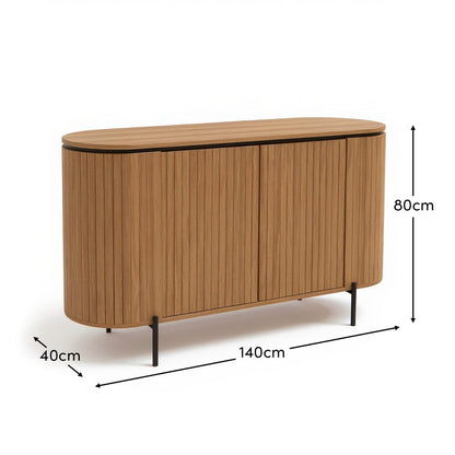 Matius 3 Door Large Sideboard - Seasoned Oak & Black