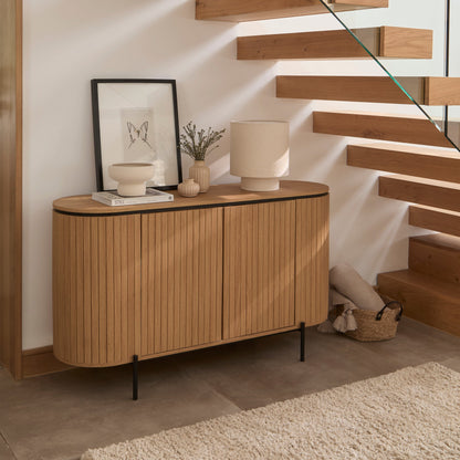Matius 3 Door Large Sideboard - Seasoned Oak & Black - Laura James