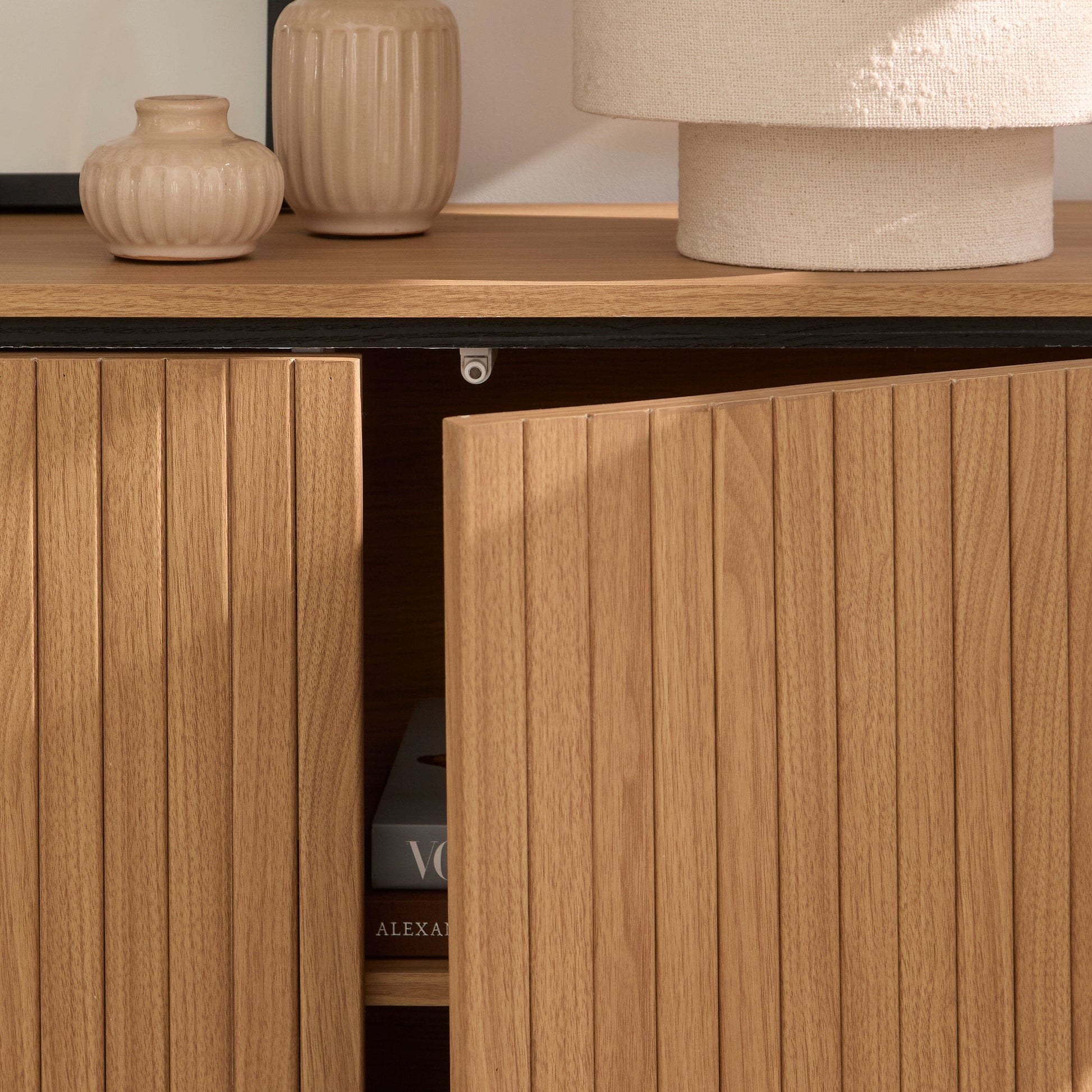 Matius 3 Door Large Sideboard - Seasoned Oak & Black