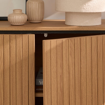 Matius 3 Door Large Sideboard - Seasoned Oak & Black