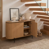 Matius 3 Door Large Sideboard - Seasoned Oak & Black