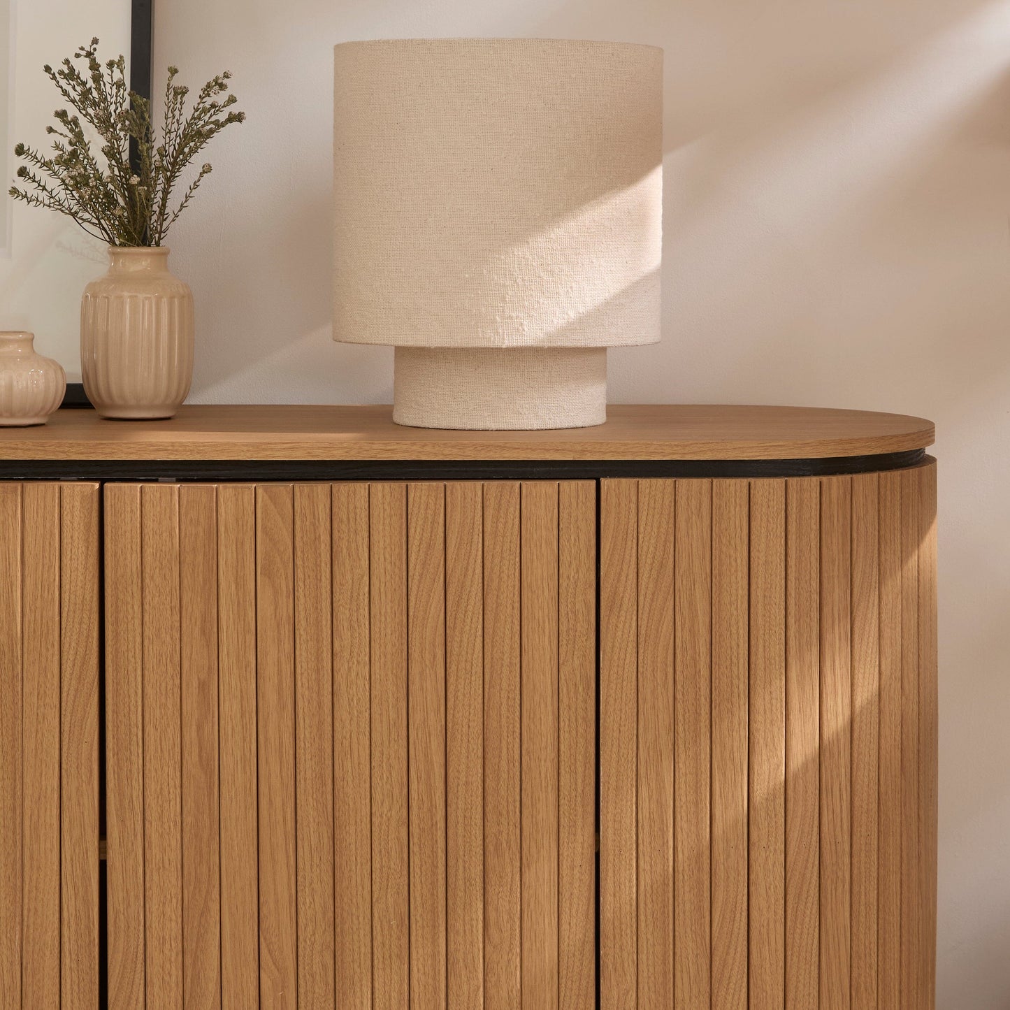 Matius 3 Door Large Sideboard - Seasoned Oak & Black