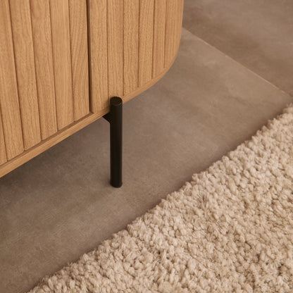Matius 3 Door Large Sideboard - Seasoned Oak & Black