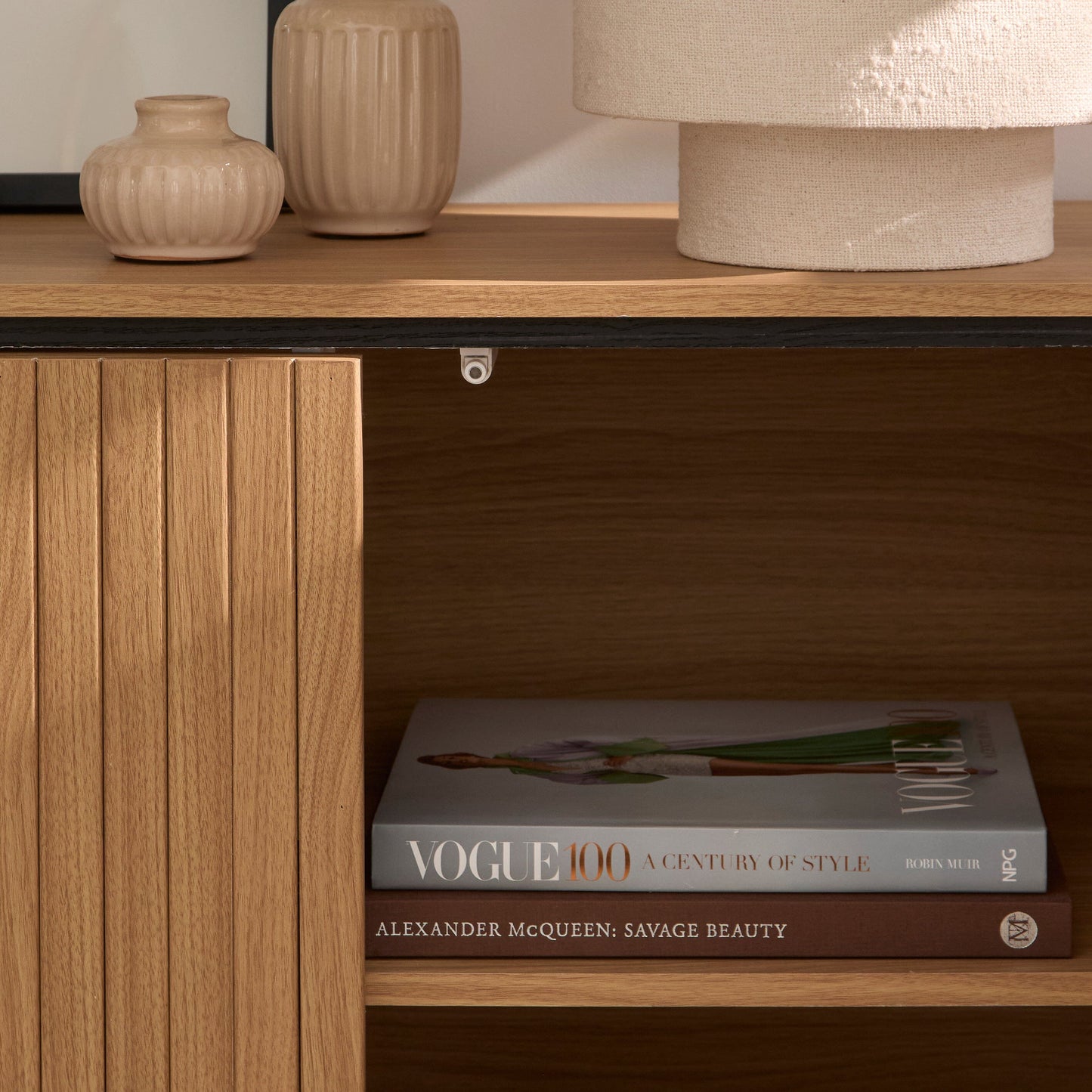 Matius 3 Door Large Sideboard - Seasoned Oak & Black