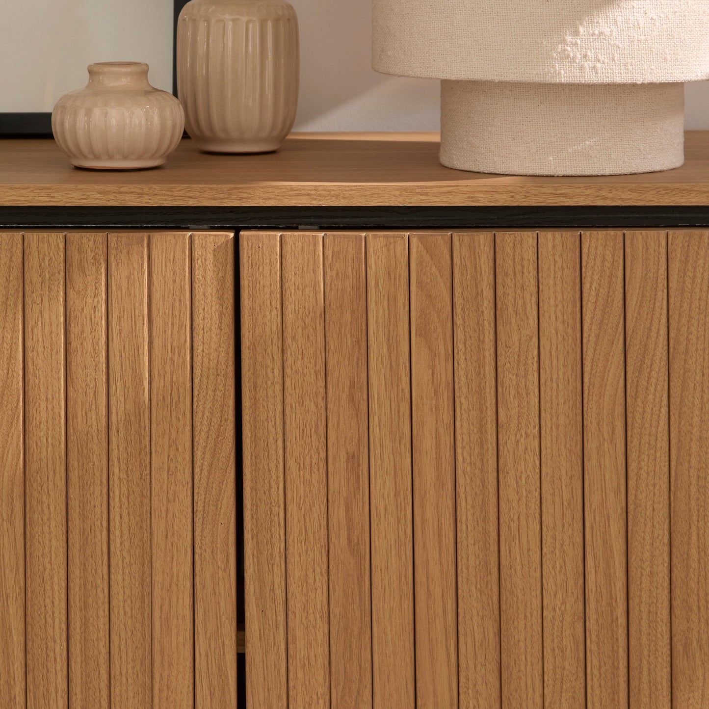 Matius 3 Door Large Sideboard - Seasoned Oak & Black