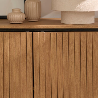 Matius 3 Door Large Sideboard - Seasoned Oak & Black
