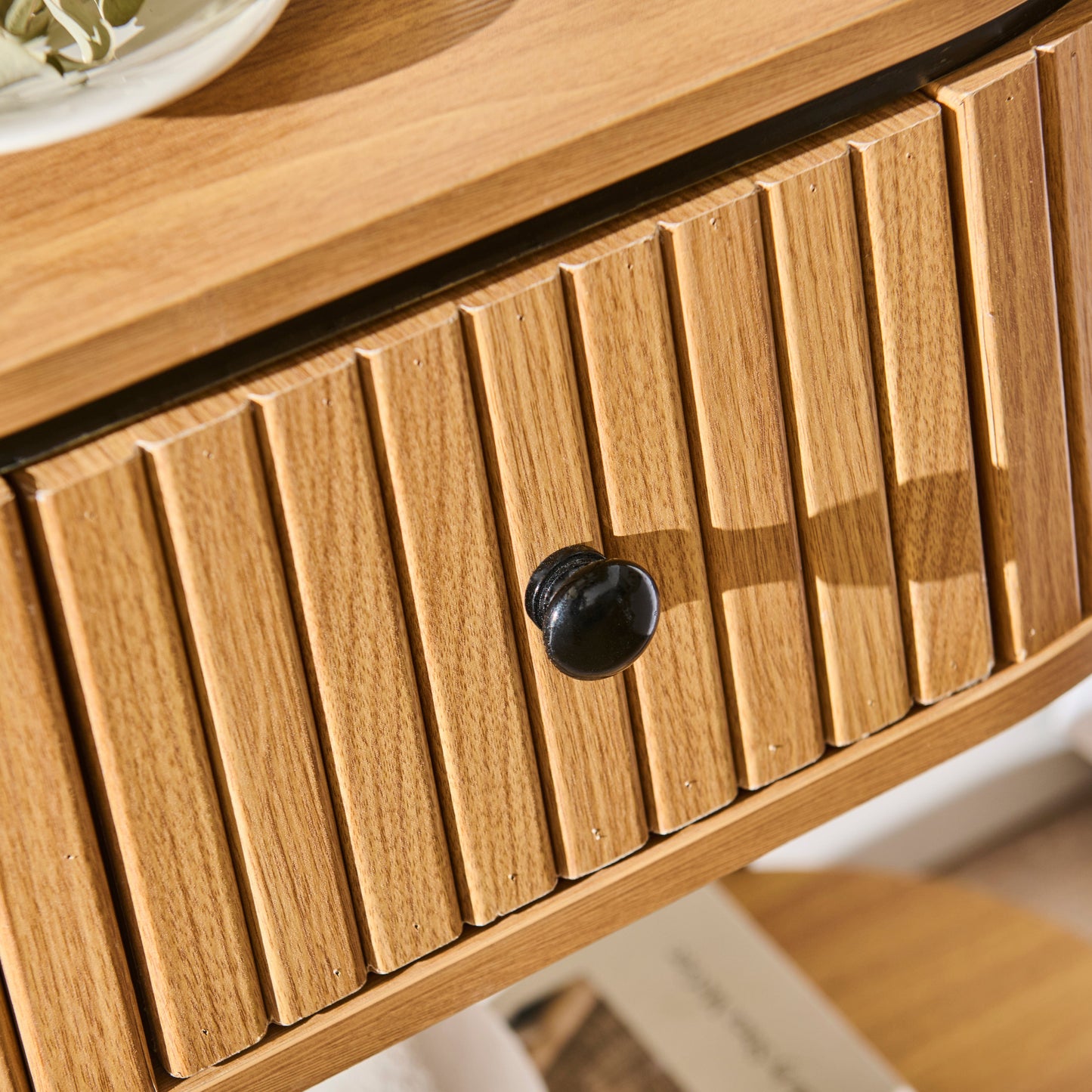 Matius Black Seasoned Oak 1 Drawer Bedside Table - Laura James