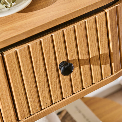 Matius Black Seasoned Oak 1 Drawer Bedside Table - Laura James